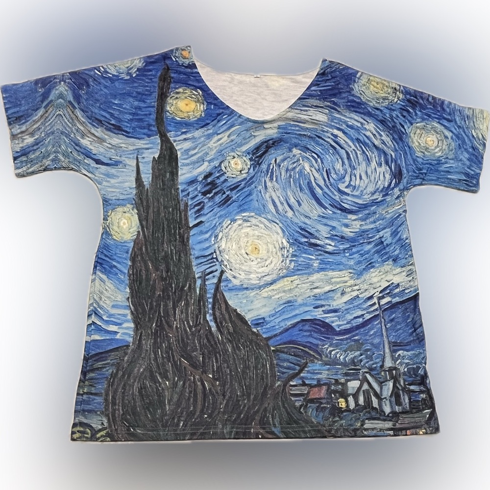 Starry Night Print Women's Blouse Large